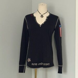Vintage Alp N Rock “Vail” Thermal Henley Top |Y2K Ski Apres Mountain Athleisure